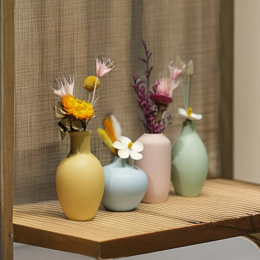 4pcs Set Colorful Solid Ceramic Vases