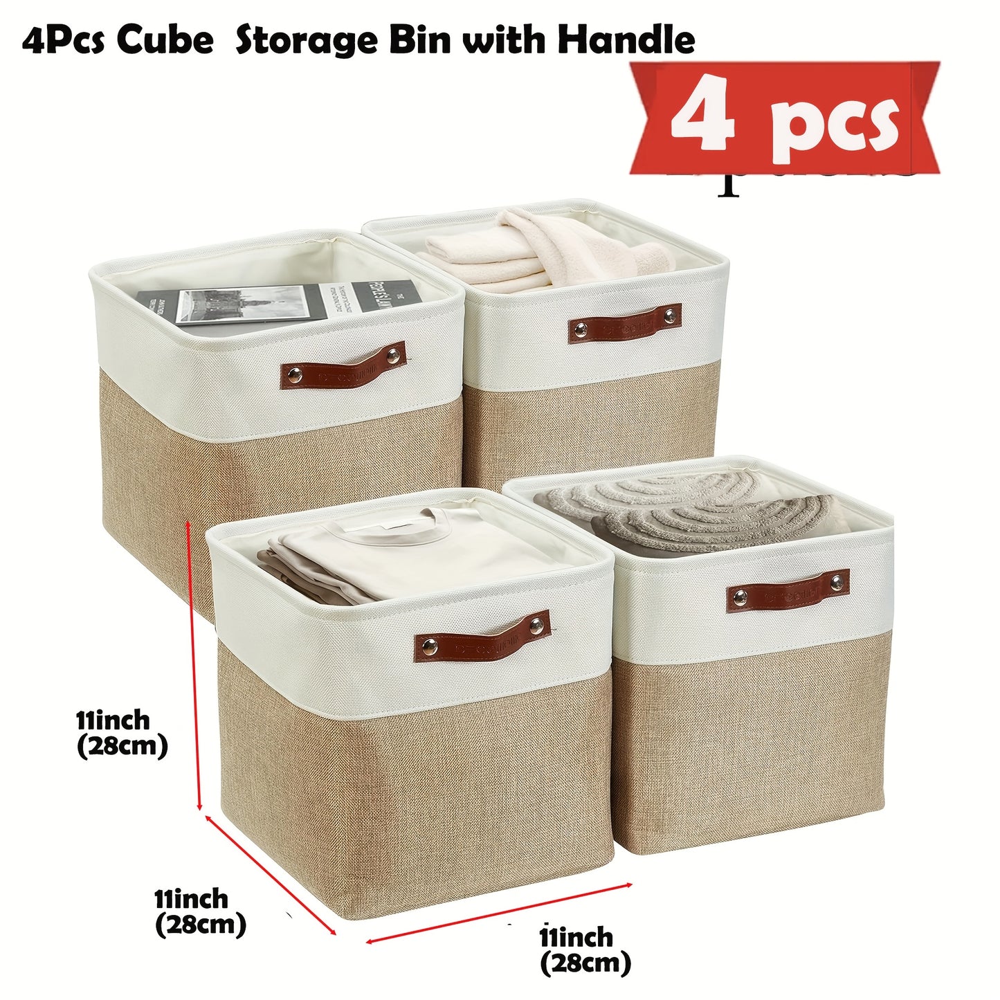 4 Packs | Cube Storage Bin – Organize in Style!
